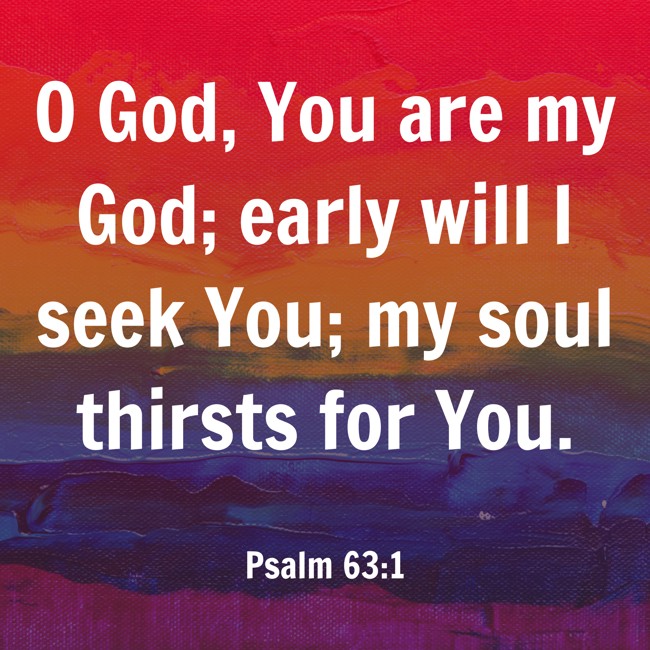  O God, You are my God; early will I seek You; my soul thirsts for You.   - Psalm 63:1 