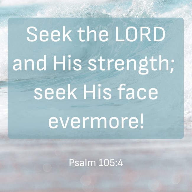  Seek the LORD and His strength; seek His face evermore!   - Psalm 105:4 
