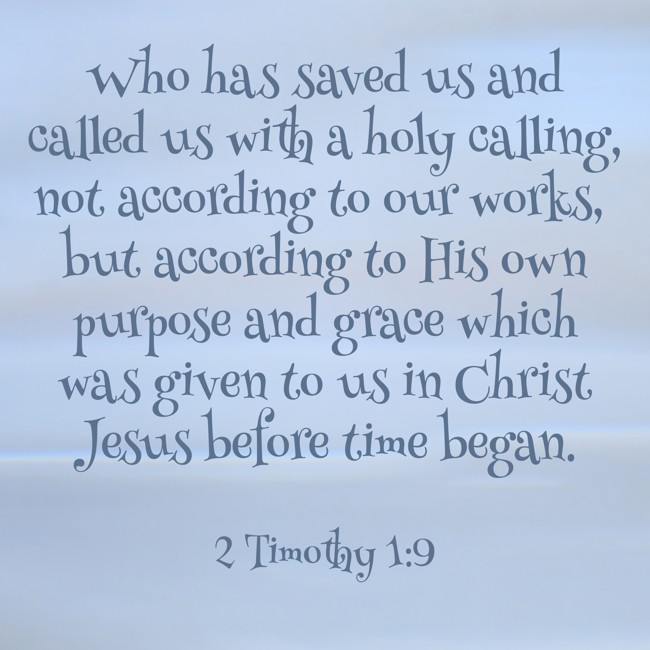 Who has saved us and called us with a holy calling, not according to our works, but according to His own purpose and grace which was given to us in Christ Jesus before time began. - 2 Timothy 1:9