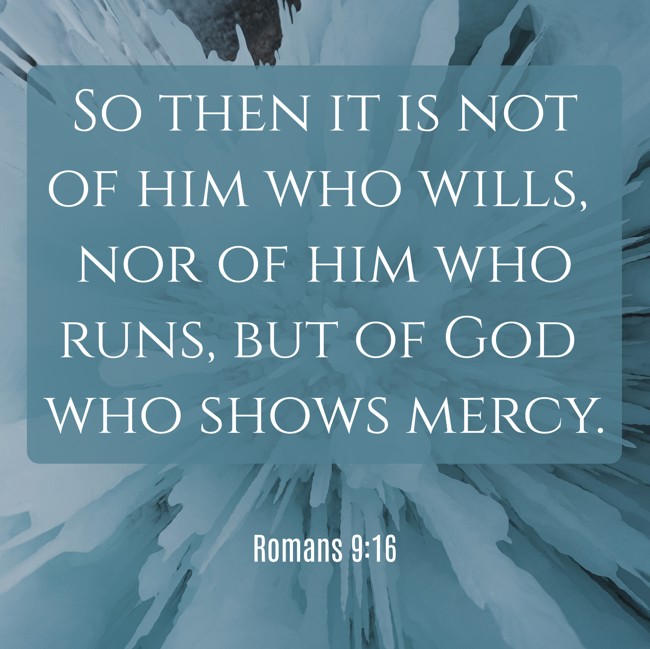 So then it is not of him who wills, nor of him who runs, but of God who shows mercy. - Romans 9:16