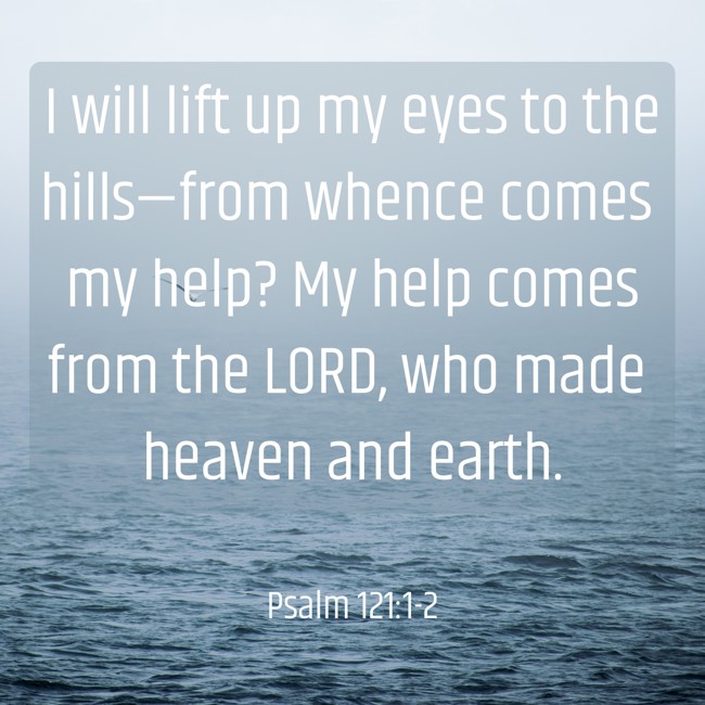 I will lift up my eyes to the hills—from whence comes my help? My help comes from the LORD, who made heaven and earth. - Psalm 121:1-2