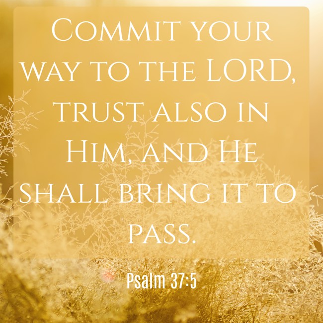 Commit your way to the LORD, trust also in Him, and He shall bring it to pass. - Psalm 37:5