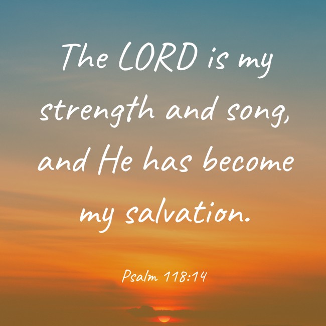 The LORD is my strength and song, and He has become my salvation. - Psalm 118:14