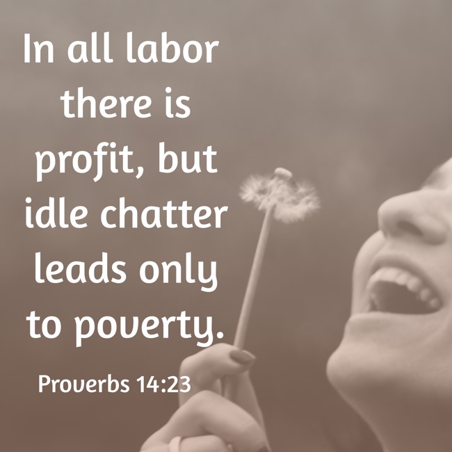 In all labor there is profit, but idle chatter leads only to poverty. - Proverbs 14:23