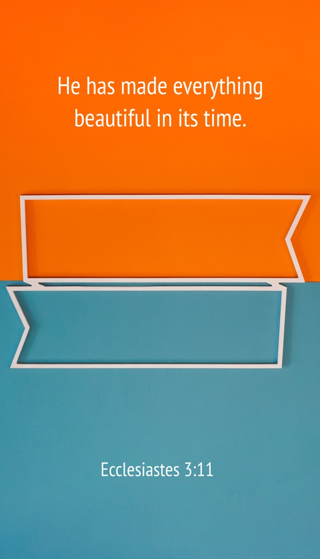 He has made everything beautiful in its time. - Ecclesiastes 3:11