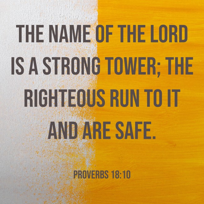 The name of the LORD is a strong tower; the righteous run to it and are safe. - Proverbs 18:10