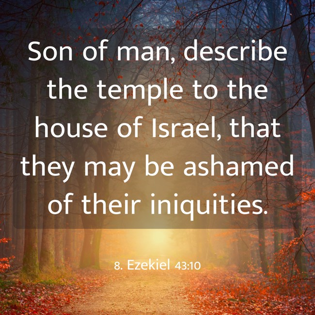 Son of man, describe the temple to the house of Israel, that they may be ashamed of their iniquities. - 8. Ezekiel 43:10