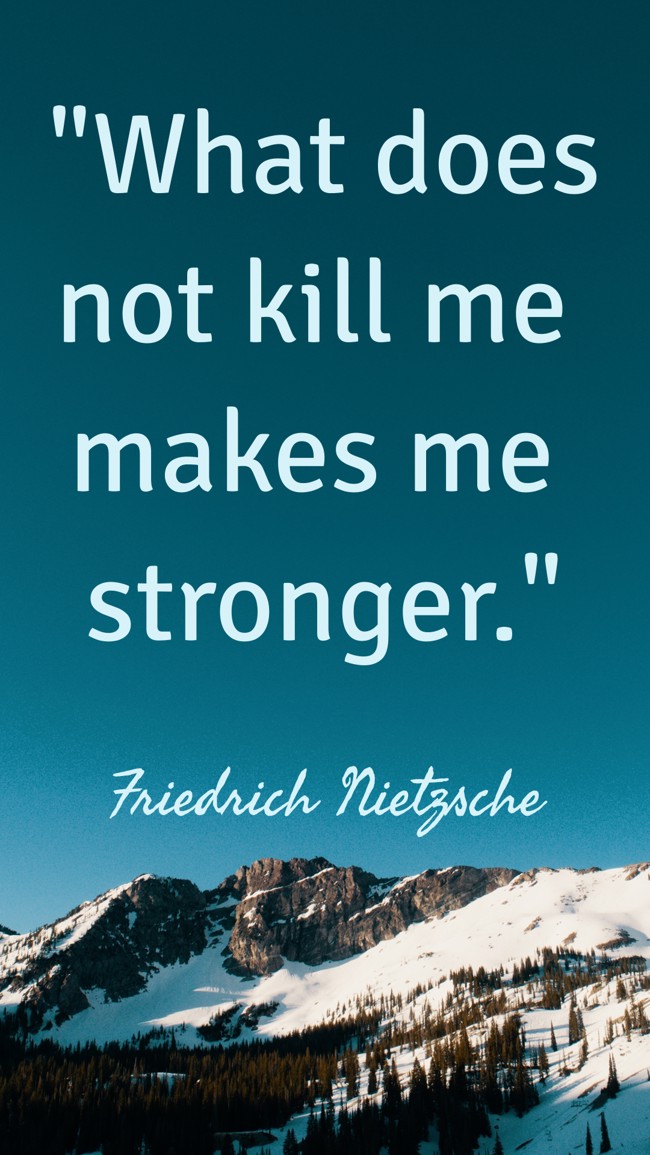 What does not kill me makes me stronger. - Friedrich Nietzsche