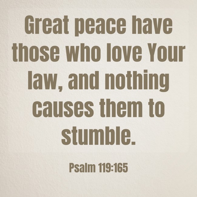 Great peace have those who love Your law, and nothing causes them to stumble. - Psalm 119:165
