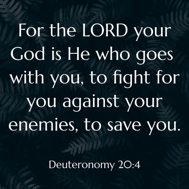 For the LORD your God is He who goes with you, to fight for you against your enemies, to save you. - Deuteronomy 20:4