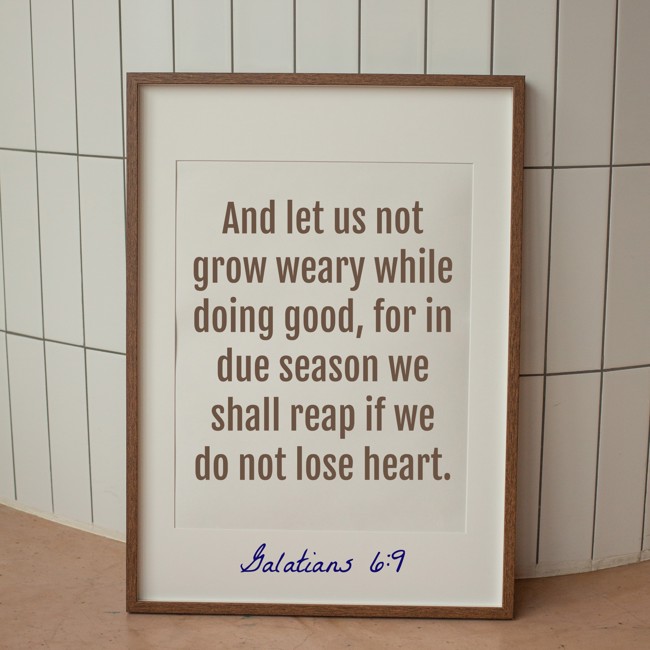 And let us not grow weary while doing good, for in due season we shall reap if we do not lose heart. - Galatians 6:9