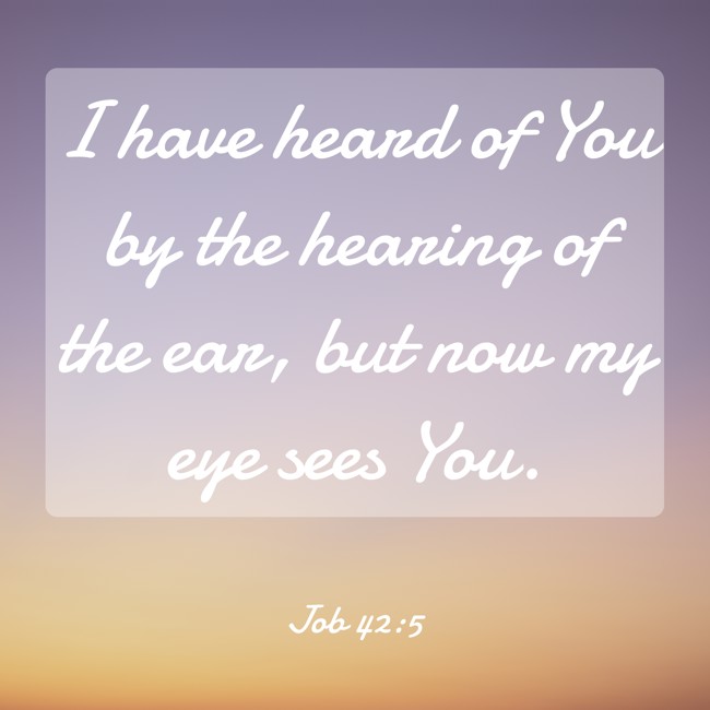 I have heard of You by the hearing of the ear, but now my eye sees You. - Job 42:5