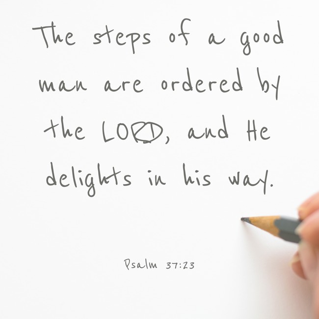 The steps of a good man are ordered by the LORD, and He delights in his way. - Psalm 37:23