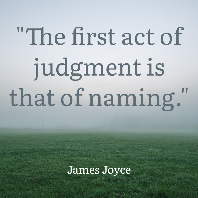  The first act of judgment is that of naming.   - James Joyce 