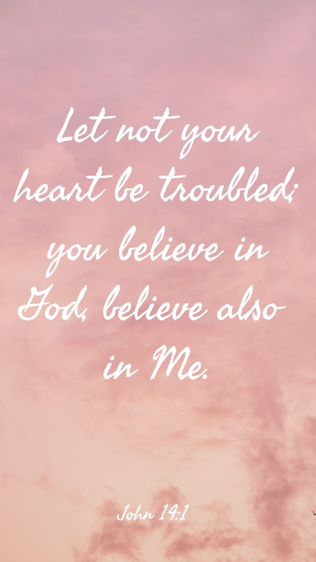 Let not your heart be troubled; you believe in God, believe also in Me. - John 14:1