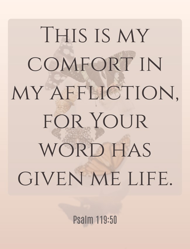 This is my comfort in my affliction, for Your word has given me life. - Psalm 119:50