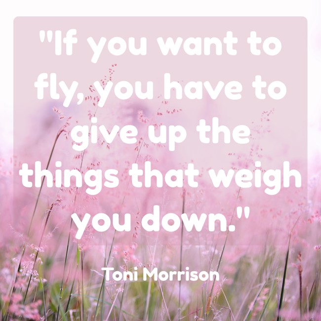 If you want to fly, you have to give up the things that weigh you down. - Toni Morrison