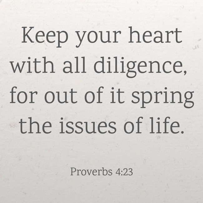 Keep your heart with all diligence, for out of it spring the issues of life. - Proverbs 4:23