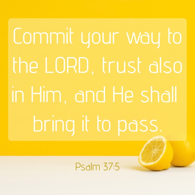 Commit your way to the LORD, trust also in Him, and He shall bring it to pass. - Psalm 37:5