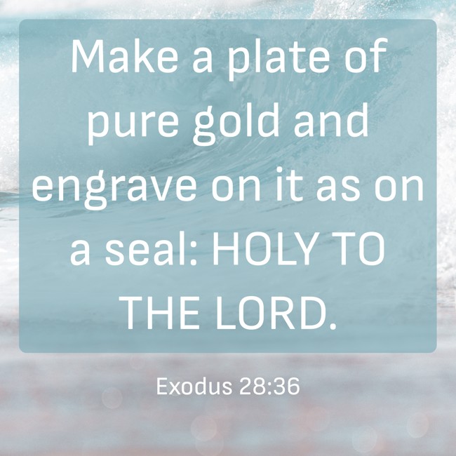 Make a plate of pure gold and engrave on it as on a seal: HOLY TO THE LORD. - Exodus 28:36