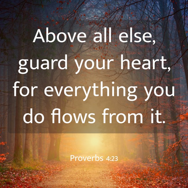 Above all else, guard your heart, for everything you do flows from it. - Proverbs 4:23