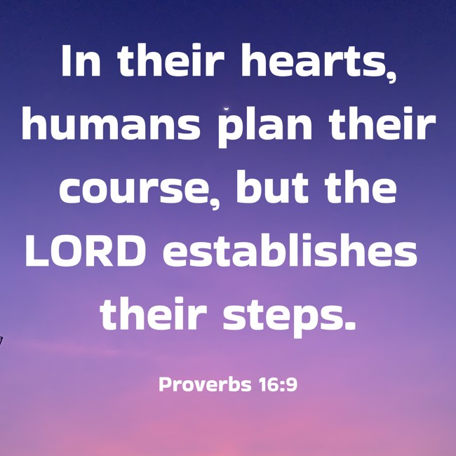 In their hearts, humans plan their course, but the LORD establishes their steps. - Proverbs 16:9