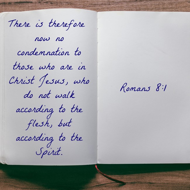 There is therefore now no condemnation to those who are in Christ Jesus, who do not walk according to the flesh, but according to the Spirit. - Romans 8:1