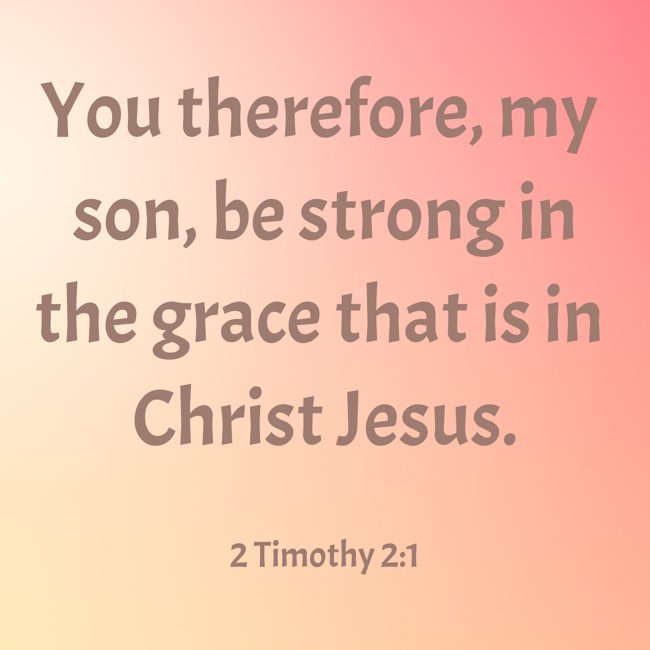 You therefore, my son, be strong in the grace that is in Christ Jesus. - 2 Timothy 2:1