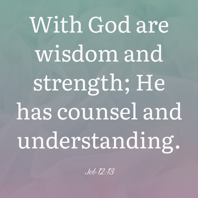 With God are wisdom and strength; He has counsel and understanding. - Job 12:13