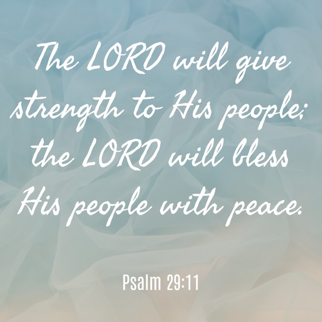 The LORD will give strength to His people; the LORD will bless His people with peace. - Psalm 29:11