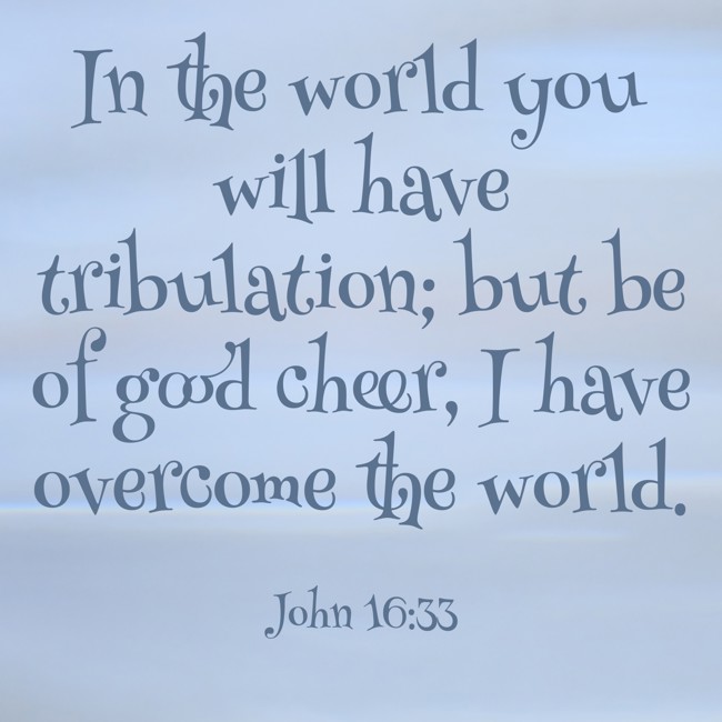 In the world you will have tribulation; but be of good cheer, I have overcome the world. - John 16:33