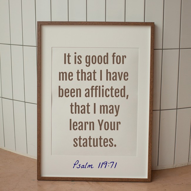 It is good for me that I have been afflicted, that I may learn Your statutes. - Psalm 119:71