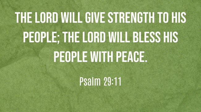 The LORD will give strength to His people; the LORD will bless His people with peace. - Psalm 29:11