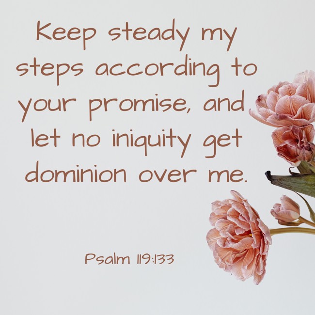 Keep steady my steps according to your promise, and let no iniquity get dominion over me. - Psalm 119:133