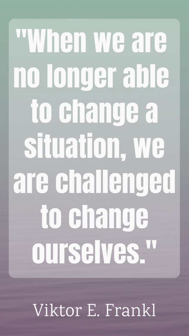 When we are no longer able to change a situation, we are challenged to change ourselves. - Viktor E. Frankl