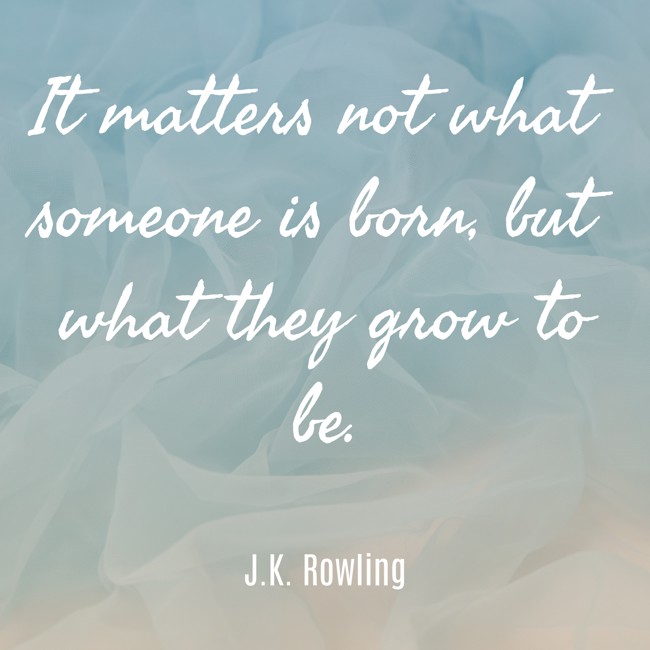 It matters not what someone is born, but what they grow to be. - J.K. Rowling