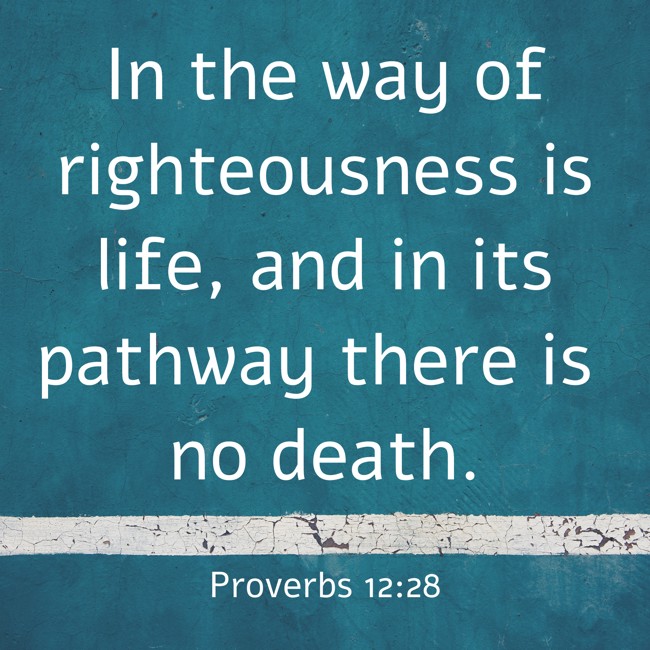 In the way of righteousness is life, and in its pathway there is no death. - Proverbs 12:28