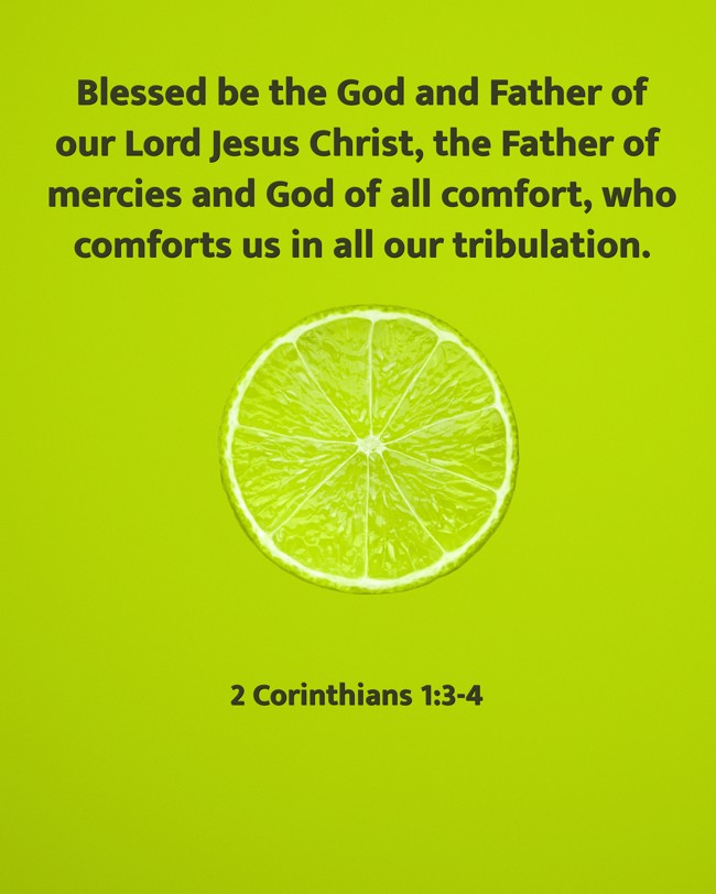 Blessed be the God and Father of our Lord Jesus Christ, the Father of mercies and God of all comfort, who comforts us in all our tribulation. - 2 Corinthians 1:3-4