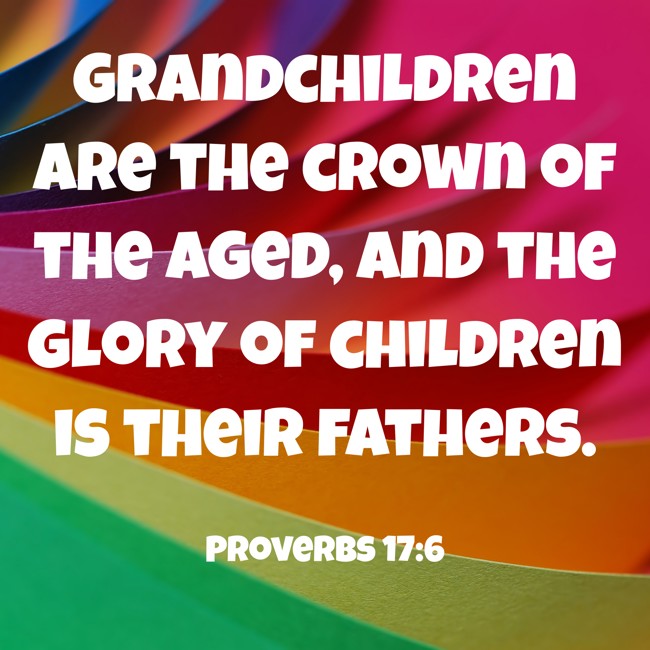 Grandchildren are the crown of the aged, and the glory of children is their fathers. - Proverbs 17:6
