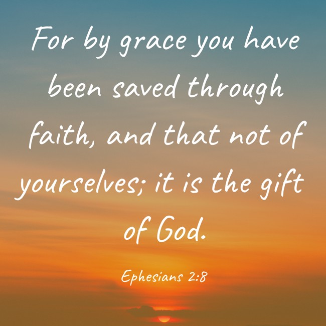  For by grace you have been saved through faith, and that not of yourselves; it is the gift of God.   - Ephesians 2:8 