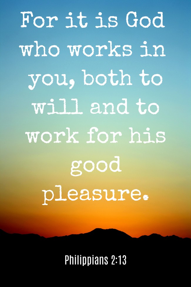  For it is God who works in you, both to will and to work for his good pleasure.   - Philippians 2:13 