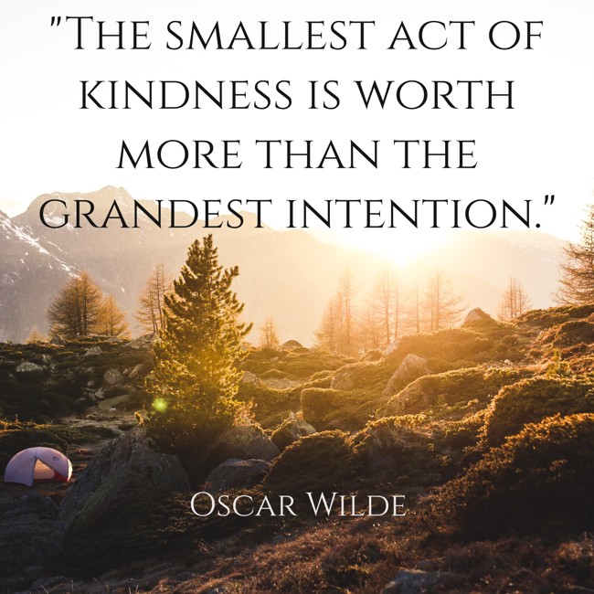  The smallest act of kindness is worth more than the grandest intention.   - Oscar Wilde 