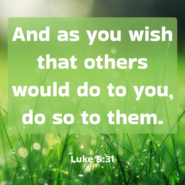 And as you wish that others would do to you, do so to them. - Luke 6:31