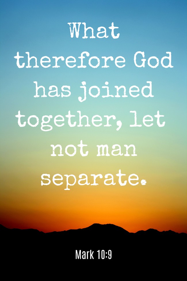 What therefore God has joined together, let not man separate. - Mark 10:9