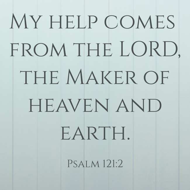  My help comes from the LORD, the Maker of heaven and earth.   - Psalm 121:2 