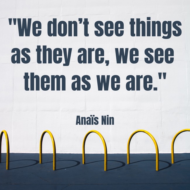  We don’t see things as they are, we see them as we are.   - Anaïs Nin 