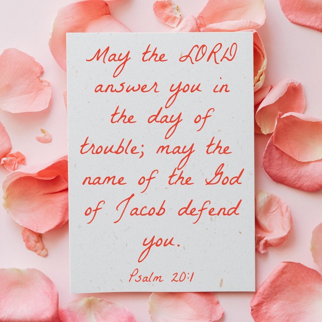  May the LORD answer you in the day of trouble; may the name of the God of Jacob defend you.   - Psalm 20:1 