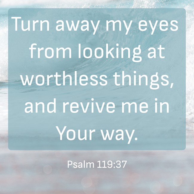 Turn away my eyes from looking at worthless things, and revive me in Your way. - Psalm 119:37