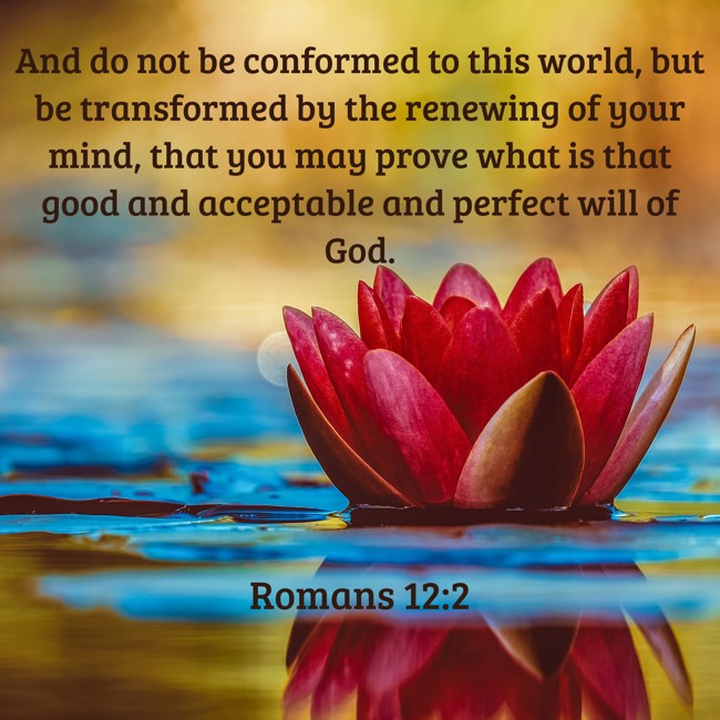 And do not be conformed to this world, but be transformed by the renewing of your mind, that you may prove what is that good and acceptable and perfect will of God. - Romans 12:2