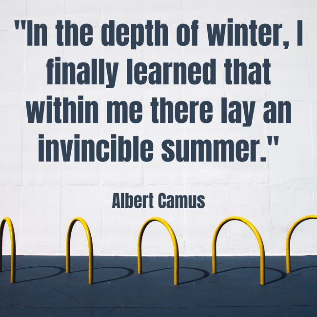  In the depth of winter, I finally learned that within me there lay an invincible summer.   - Albert Camus 